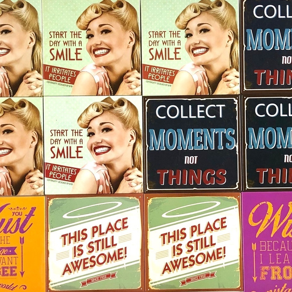 12 retro graphic refrigerator magnets